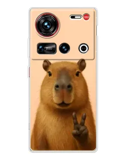 Чехол для ZTE Nubia Z70 Ultra с картинкой «Капибара виктория»