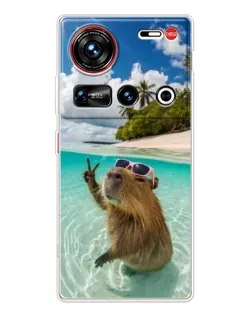 Чехол для ZTE Nubia Z70 Ultra с картинкой «Капибара на море»