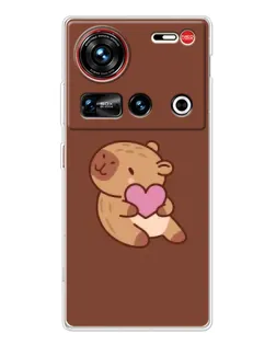 Чехол для ZTE Nubia Z70 Ultra с картинкой «Капибара с сердцем»