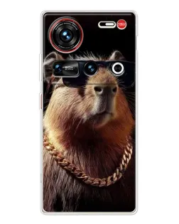 Чехол для ZTE Nubia Z70 Ultra с картинкой «Капибара золотая цепь»