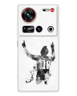 Чехол для ZTE Nubia Z70 Ultra с картинкой «Черно-белый силуэт Месси» Чехол для ZTE Nubia Z70 Ultra с картинкой «Черно-белый силуэт Месси»