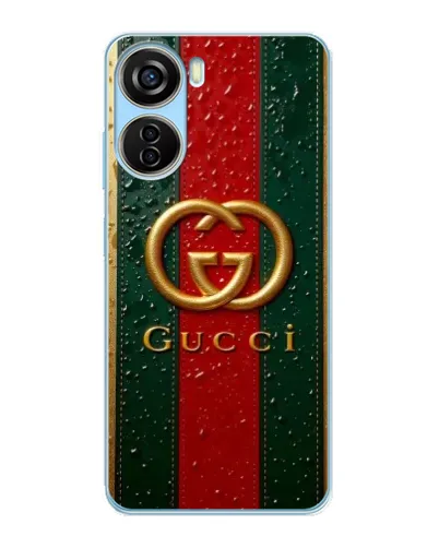 Чехол для ZTE V40 Design с картинкой «Gucci — фирменная полоса и золото» Чехол для ZTE V40 Design с картинкой «Gucci — фирменная полоса и золото»