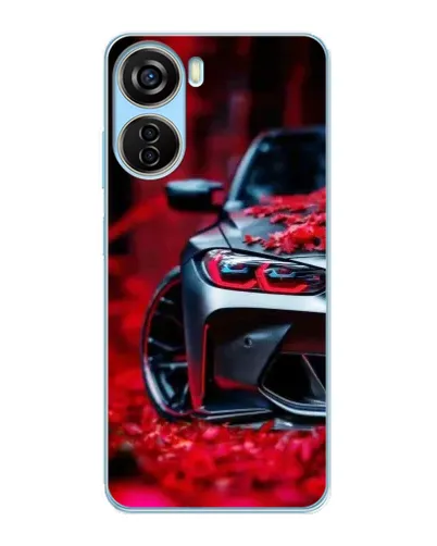 Чехол для ZTE V40 Design с картинкой «Спортивная BMW и цветы»