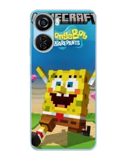 Чохол для ZTE V40 Design з картинкою «Губка Боб Minecraft»