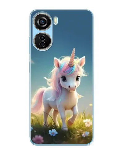 Чехол для ZTE V40 Design с картинкой «Единорог на поляне»