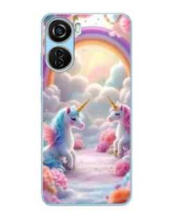Чехол для ZTE V40 Design с картинкой «Радуга и единороги» Чехол для ZTE V40 Design с картинкой «Радуга и единороги»
