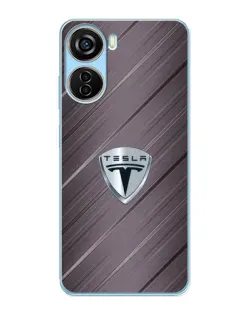 Чехол для ZTE V40 Design с картинкой «Металлическая текстура Tesla»