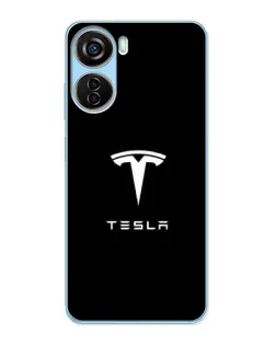 Чехол для ZTE V40 Design с картинкой «Tesla White Logo»