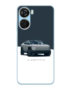 Чехол для ZTE V40 Design с картинкой «Серебристый Cybertruck Tesla»