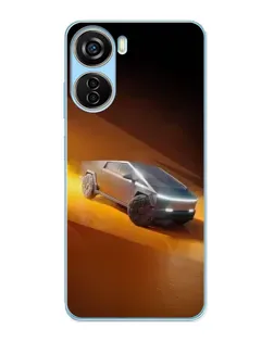 Чехол для ZTE V40 Design с картинкой «Cybertruck в пустыне»
