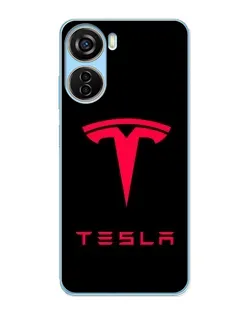 Чехол для ZTE V40 Design с картинкой «Tesla Red Logo»