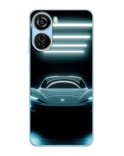 Чехол для ZTE V40 Design с картинкой «Tesla в неоне»