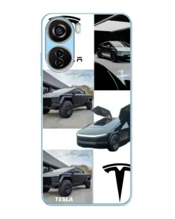 Чехол для ZTE V40 Design с картинкой «Коллаж Cybertruck Tesla»