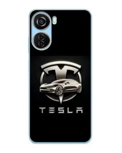 Чехол для ZTE V40 Design с картинкой «Tesla — серебристое авто»