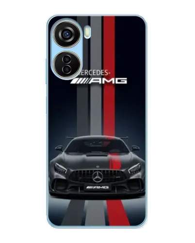 Чехол для ZTE V40 Design с картинкой «Mercedes — белый карбон»