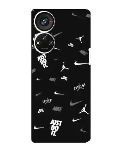 Чехол для ZTE Blade V40s с картинкой «Nike Black Pattern»