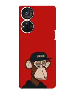 Чохол для ZTE Blade V40s з картинкою «Bored Ape — червоний фон»