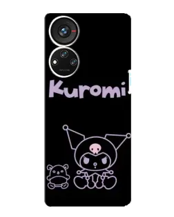 Чехол для ZTE Blade V40s с картинкой «Kuromi — черный минимализм»