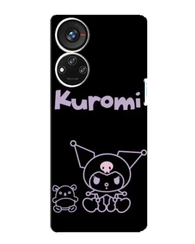 Чехол для ZTE Blade V40s с картинкой «Kuromi — черный минимализм»