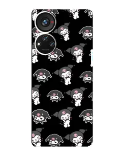Чехол для ZTE Blade V40s с картинкой «Черный паттерн Kuromi»