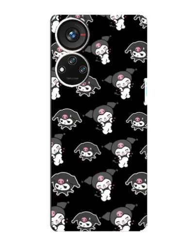 Чехол для ZTE Blade V40s с картинкой «Черный паттерн Kuromi»