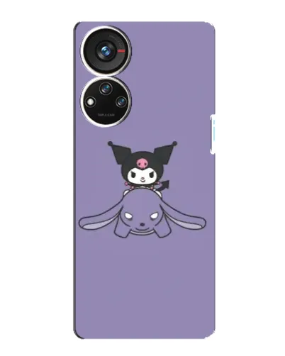 Чехол для ZTE Blade V40s с картинкой «Kuromi на лиловом фоне»