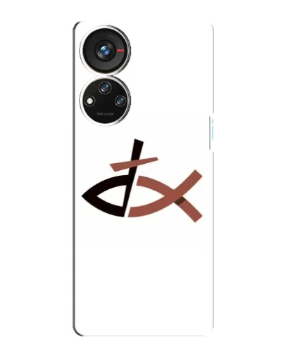 Чехол для ZTE Blade V40s с картинкой «Рыба и крест»