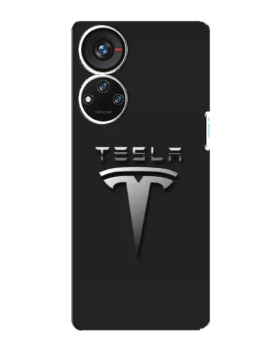 Чехол для ZTE Blade V40s с картинкой «Стальной логотип Tesla»