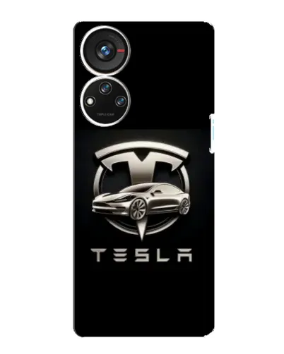 Чехол для ZTE Blade V40s с картинкой «Tesla — серебристое авто»