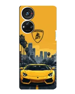 Чохол для ZTE Blade V40s з картинкою «Жовтий Lamborghini місто»