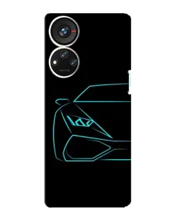 Чохол для ZTE Blade V40s з картинкою «Блакитний силует Lamborghini»