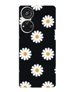 Чохол для ZTE Blade V40s з картинкою «Ромашки на чорному»