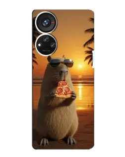 Чохол для ZTE Blade V40s з картинкою «Капібара з піцою» Чохол для ZTE Blade V40s з картинкою «Капібара з піцою»