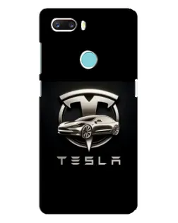 Чехол для ZTE Z18 Mini с картинкой «Tesla — серебристое авто»