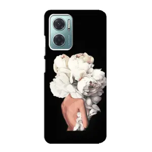Чехлы (ART) Цветы на Xiaomi Redmi Note 11E (VPrint) (Белые цветы)