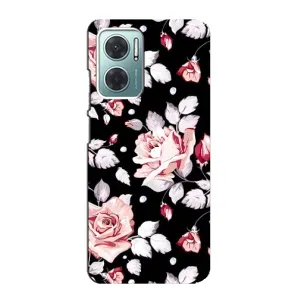 Чехлы с Цветами для Xiaomi Redmi Note 11E (VPrint) (Цветочки на черном)