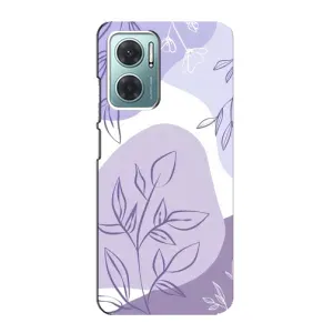 Силиконовый чехол с принтом в цветах на Xiaomi Redmi Note 11E (Фиолетовые листья абстракция)