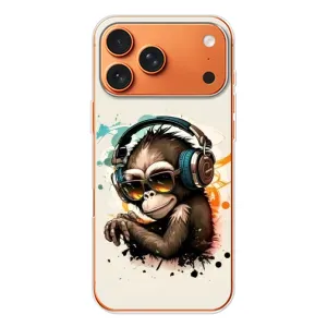 Чохол з Мавпами Apple iPhone 18 Pro - (AlphaPrint) (Макака в навушниках)