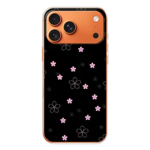 Чохол з розовим принтом для Apple iPhone 18 Pro (Рожеві квіти на чорному)