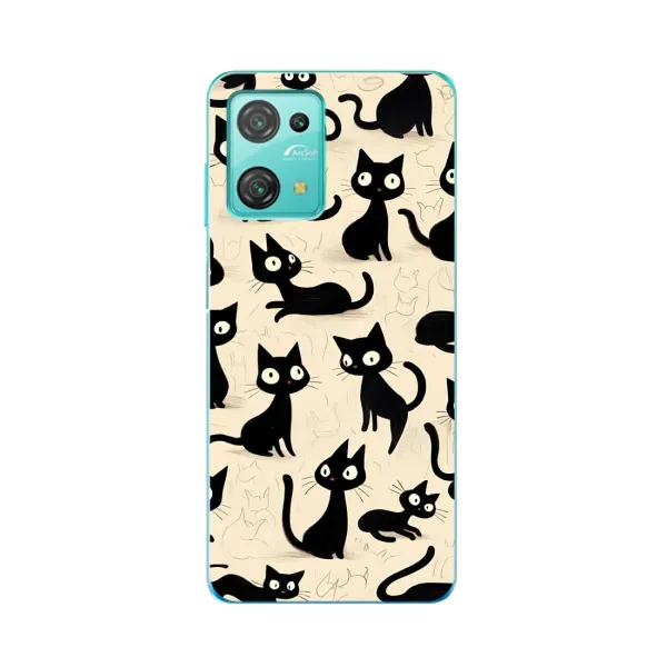 Чохол з принтом «Чорні коти» для Blackview Oscal C30 Pro