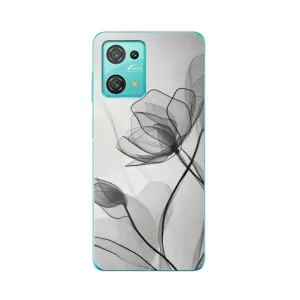 Чохол з квітковим принтом на Blackview Oskal S30 Pro (Чорні квіти)