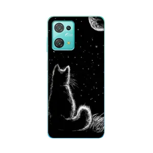 Чохол з принтом для Blackview Oscal C30 Pro (AlphaPrint) Модні коти (Котик і місяць)