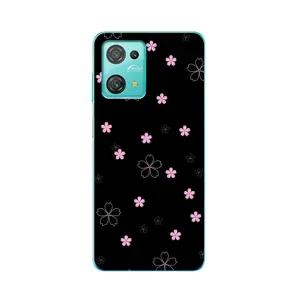 Чохол з розовим принтом для Blackview Oscal C30 Pro (Рожеві квіти на чорному)