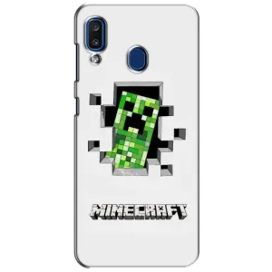Чехол Майнкрафт на Samsung Galaxy a20 2019 (A205F) (AlphaPrint) Minecraft (крипер Майнкрафт)