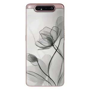 Чехол с цветочным принтом на Самсунг Галакси A80 2019 ( А805Ф ) (Черные цветы)