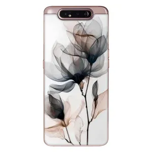 Чехол с цветочным принтом на Самсунг Галакси A80 2019 ( А805Ф ) (Цветы на белом)