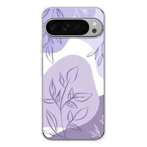 Силконовий чохол з принтом в квітах на Google Pixel 10 Pro XL (Фіолетове листя абстракція)