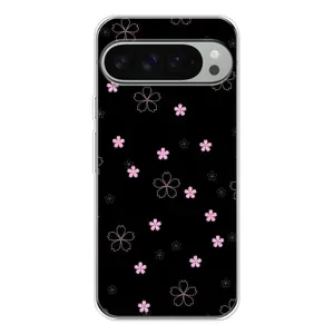 Чохол з розовим принтом для Google Pixel 10 Pro XL (Рожеві квіти на чорному)