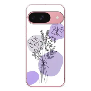 Силконовий чохол з принтом в квітах на Google Pixel 10 Pro (Букет фіолетова абстракція)