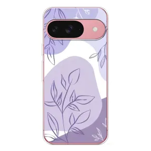 Силконовий чохол з принтом в квітах на Google Pixel 10 (Фіолетове листя абстракція)